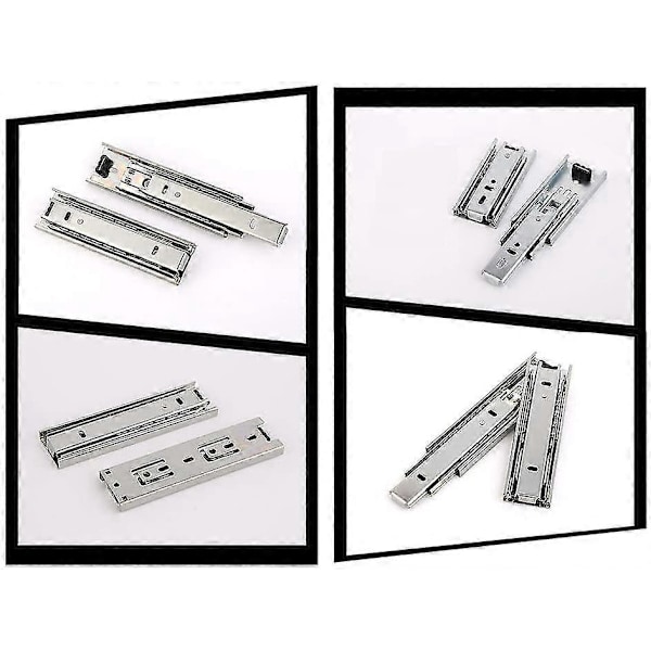 2-pack 37,5 cm Mini Lådskenor, Fullt Utdragbara Kullagerskenor, Sidomonterade, Ultratysta