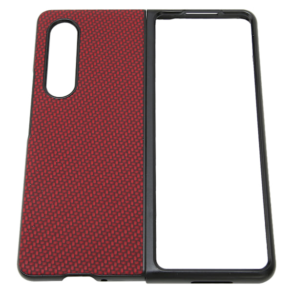 Telefon Cover Foldbar Mobiltelefon Beskyttende Etui Fuld Beskyttelse til Galaxy Z Fold 3 Carbon Fiber TeksturRød