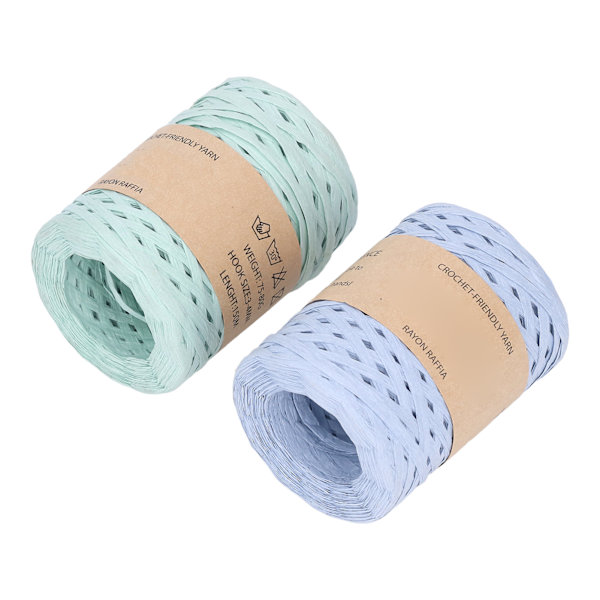 2 ruller raffia-bånd 164 meter DIY håndværk raffia garn miljøvenligt bionedbrydeligt genanvendeligt raffia-garn til hat håndtaske