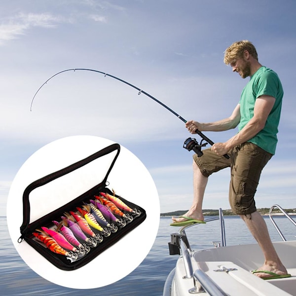 Luminous Wood Shrimp Squid Hook Lures Shrimp Bait with Squid Jigs Hooks Cuttlefish Sleeve Jig Hooks Hard Artificial Lures