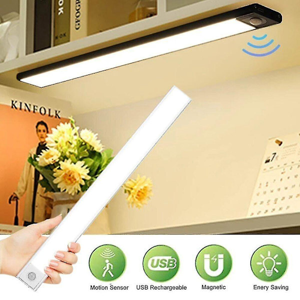LED-ljusremsa med rörelsesensor - USB-laddningsbar, 40 cm, kallvitt 6000K