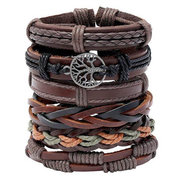 6-pack flätade rep-armband set DIY flätade legering armband armband kit för dejtingfest