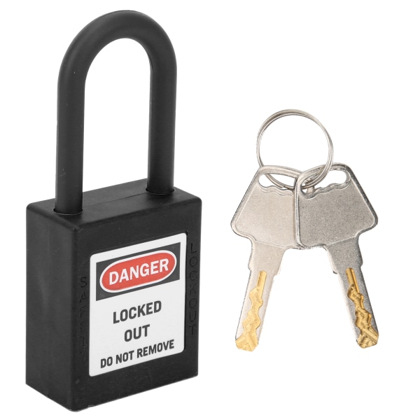 38mm Lockout Tagout Lock Nylon korroosionkestävä eristetty turvalukko KeyBlackilla