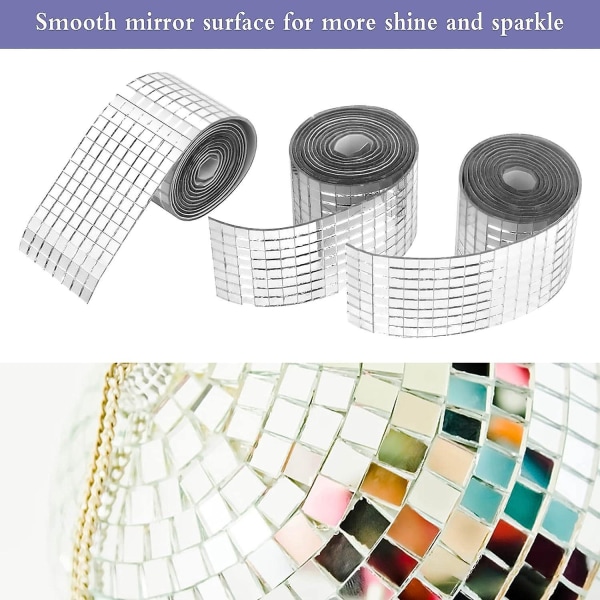 Glass speil mosaikkfliser - 100 pakke med blandede farger mini firkantede fliser (4 cm x 4 cm, 3 ruller) - Ideell for DIY håndverk og dekorasjoner