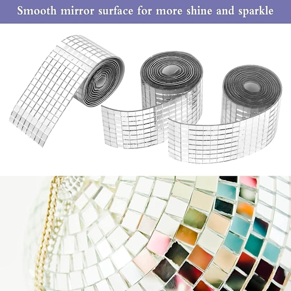 Mosaikplattor i glasspegel - 100 paket med fyrkantiga mini-plattor i blandade färger (4 cm x 4 cm, 3 rullar) - Perfekt för gör-det-själv hantverk och dekorationer