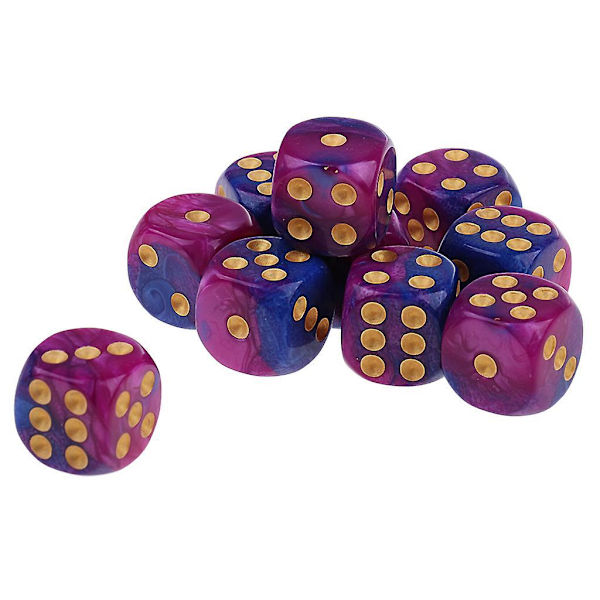 10 x Si x Kuusisivuista D6 Noppaa Pisteytetty Dungeons and Dragons Rekvisiittaa Varten Violetti Sininen