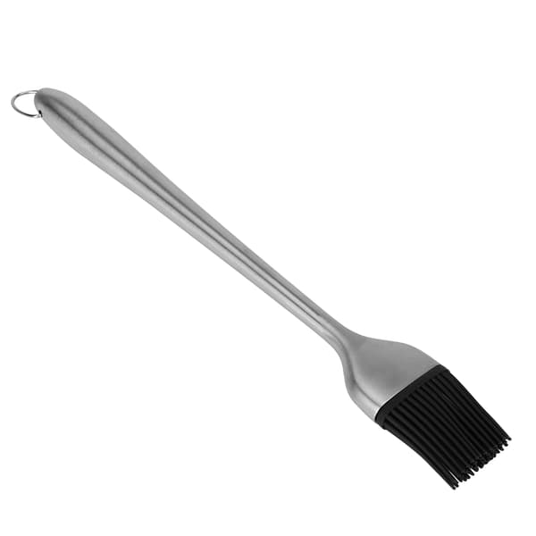 Grillbørste med silikonhode og håndtak i rustfritt stål for marinering og olje (30 cm)