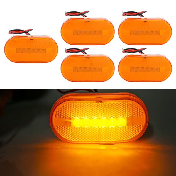5 stk. 6LED 12V Sidemarkeringslys til Lastbil Trailer Praktisk Tilbehør (Gul)