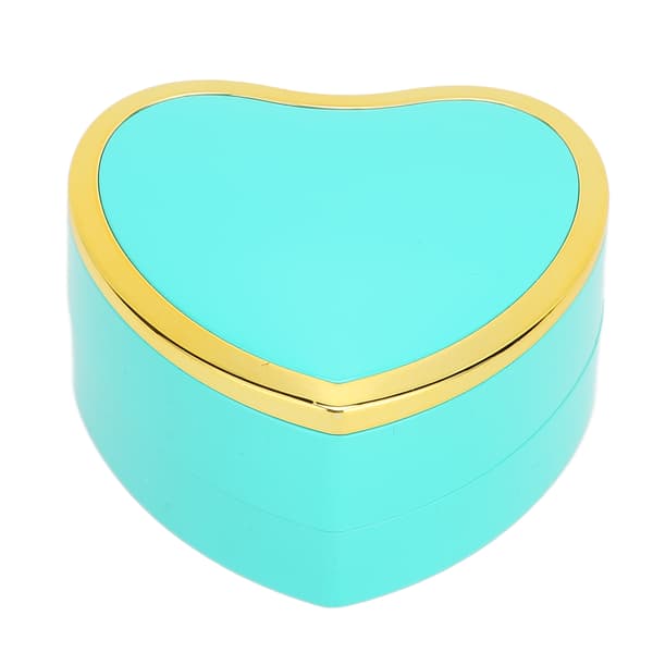 Hjärtformad ringask Elegant snygg smyckesdisplay presentask med LED-ljus för förlovning bröllop Cyan