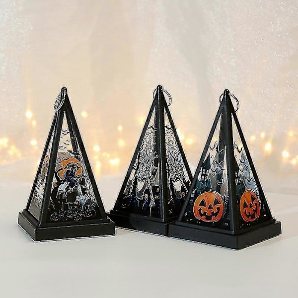 Halloween LED Lysestake Lampe Gresskar Lys Anheng Fest Skrivebord Rekvisitter Ornament Gave 3 stk blandet farge