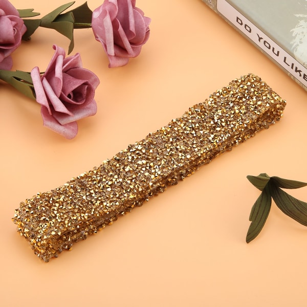 1 yard 30 mm Diamond Mesh Wrap Roll Sparkle Crystal Rhinestone Ribbon Decoration (gull)