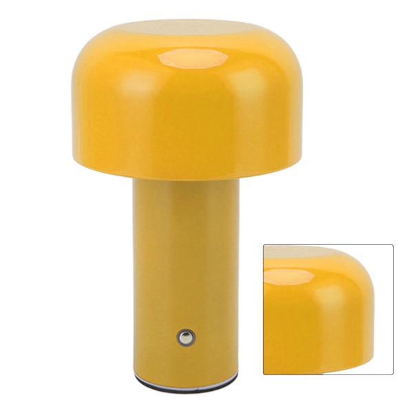 LED-skrivbordslampa, svampdesign, USB-laddning, 3 färgtemperaturer, touch-bordlampa för restaurang, studie, guldgul