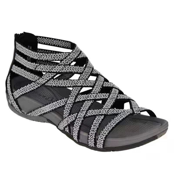 Women's Summer Beach Hollow Roman Gladiator Sandals35 Black White