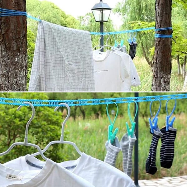3 stk bærbar reiseklessnor justerbar klesvaskesnor vindtett sklisikker klessnor for camping reiser