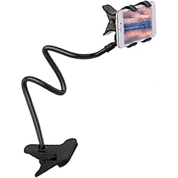 Universell Svanehals Telefonholder med Klemme, Bærbar Fleksibel Holder, Lange Armer 360 Rotasjon Justerbar, Robust og Holdbar for Seng, Bil, Hjem, Bord