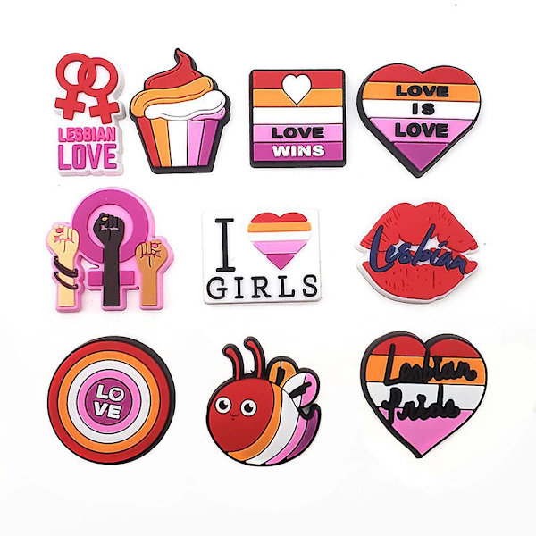 10-osainen set rei'itetyille kengille, rannekkeille, juhliin, tee-se-itse-koristeluun - Rainbow-sarja