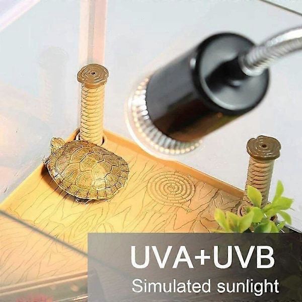 Reptil Lampe Opvarmet Skildpaddelampe med 360 Graders Rotation Lang Base til Reptiler og Padder