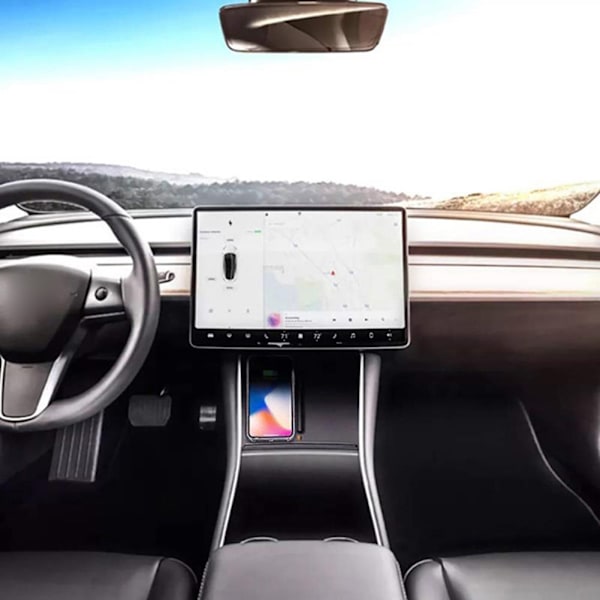 Qi trådløs hurtiglader bilpute matte dobbel hurtiglader passer til Tesla Model 3