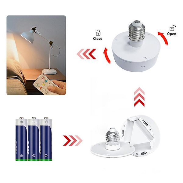 2-pack Batteridrivna Glödlampor, AA Batteri Puck Lampor med Fjärrkontroll, Trådlös Dimbar Timerfunktion med E26 Sockel