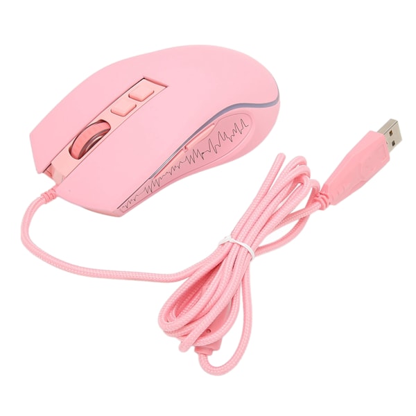 Gamingmus USB2.0 4 justerbar DPI RGB bakgrunnsbelyst ergonomisk design optisk sensor bærbar mus for spillkontor Hjem Rosa