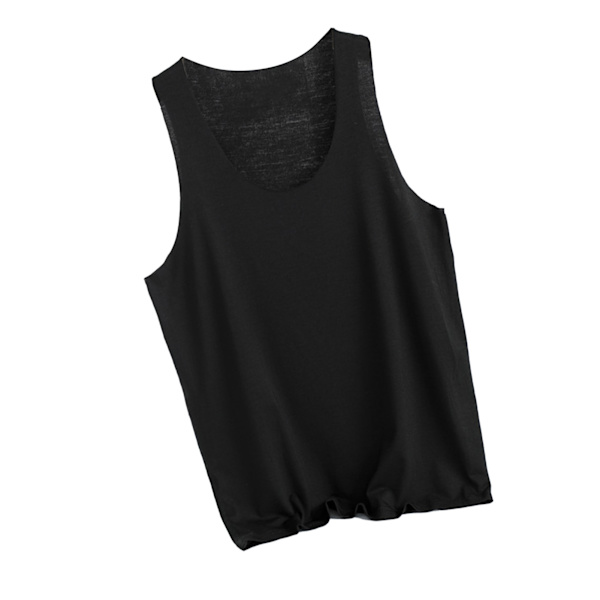 Mænds ærmeløse skjorter Sømløst design Bred skulder Blød Åndbar Stilfuld Hudvenlig Mænd Tank Top til sport Sort XXL