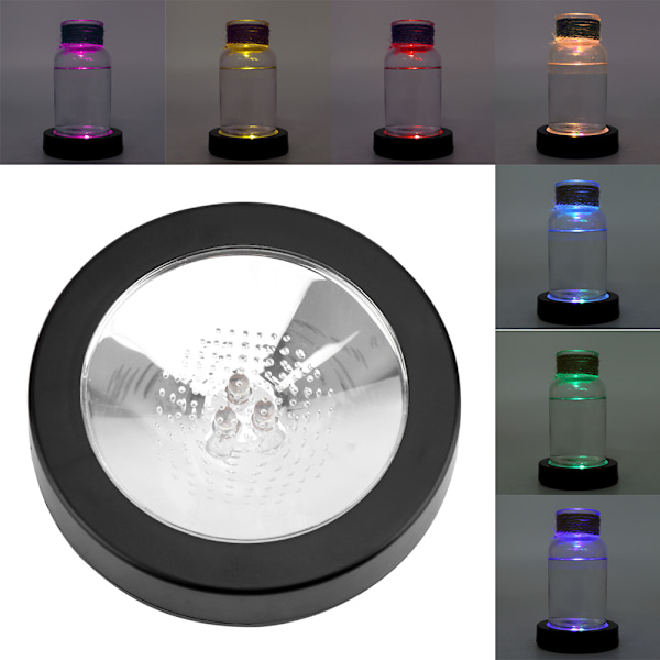 Kop Underlag med LED Lys - Skifter Farve - Sort Skal - Farverigt Lys - Batterier Ikke Inkluderet