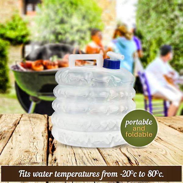 2-pak sammenleggbare vannflasker, 5L - Perfekt for bobil, fotturer, utendørs og camping - Transparent, holdbar og BPA-fri