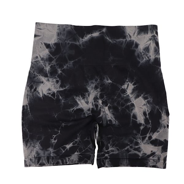 Tie Dye Yoga Shorts Hög midja Sömlös Svart Snabbtorkande Mjuka Biker Shorts för Kvinnor M