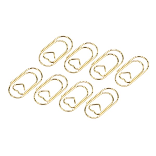 100 stk. papirclips bærbare hjerteformede rustfri elektropletterede metalpapirclips kontorartikler guld