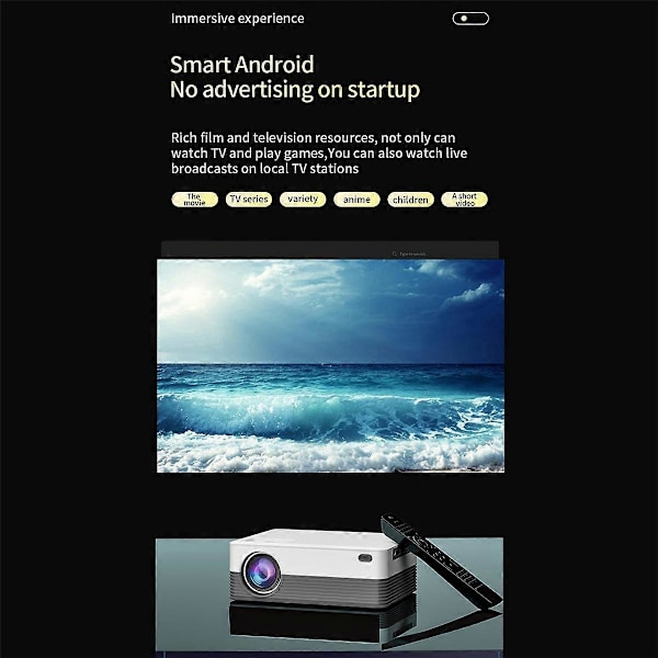 Projektor Android 10.0 System 5G WiFi Bluetooth-projektorer, EU-plugg