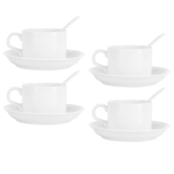 4 Set Hög Benporslin Kaffe Set Kaffe Mugg med Fat Skål Sked Te Mugg Dryckesvaror
