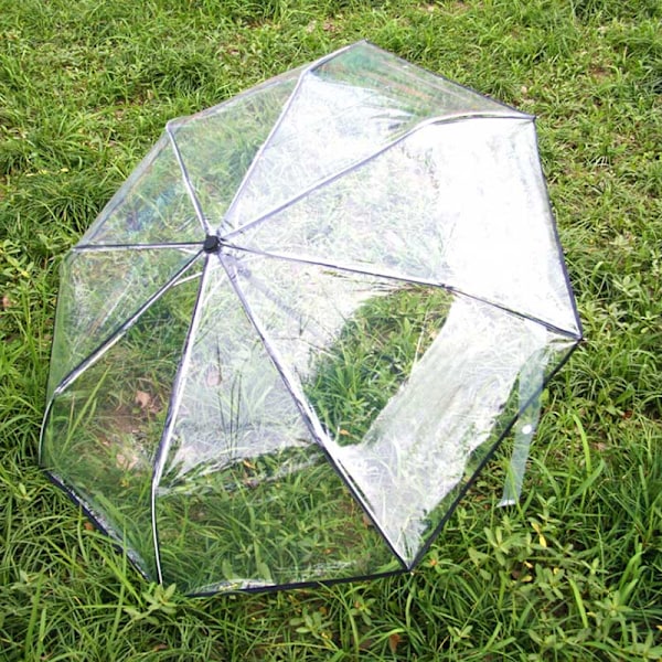 Paraply Transparent Paraply Automatisk Transparent Tri Fold Paraply