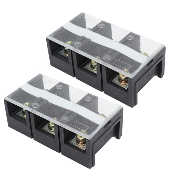 2stk Wire Barrier Block Terminal Strip 600V 100A TC Fast Jern Dual Rader Terminal Strip med deksel Svart 3 Posisjoner (1003)