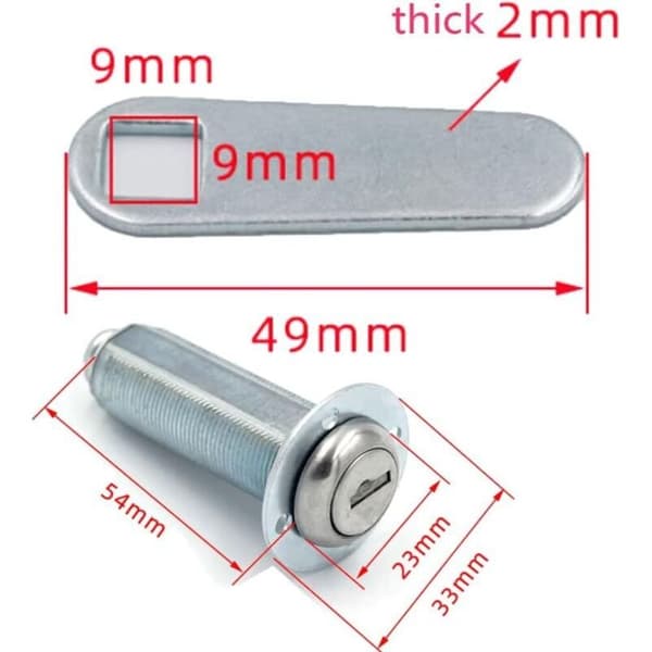 Ekstra lang knastlås med nøgle, vejrbestandig lås, 54 mm