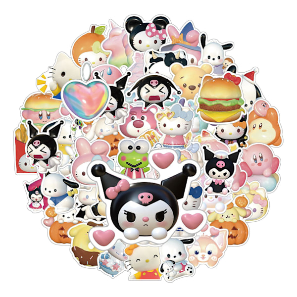 60 ark 3D Sanrio Jade Dog Pacha Dog KT Kat Klistermærker Notesbog Vandkop Bagage Mobiltelefon DIY Dekoration
