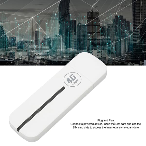 4G USB WiFi -modeemi, Plug and Play, nopea mini-tasku-USB WiFi -reititin autoon, ulkokäyttöön, valkoinen