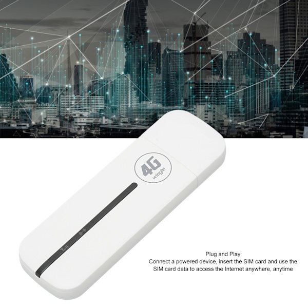4G USB WiFi Modem Plug and Play High Speed ​​Mini Pocket USB WiFi Router til bil udendørs brug Hvid