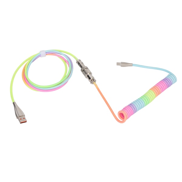 Speltangentbord Kabel Gradient Färg RGB Ljusande Anpassad mekaniskt tangentbord Infällbart USB C spiralfjäderkabel Typ 1