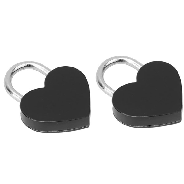 2 set hjärtformade lås i metall, färgglada, utsökta hänglås, hushållsartiklar, hantverksmaterial med nycklar 30x39mmSvart
