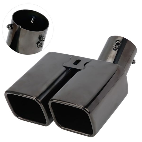 Dobbelt udstødningsrør bageste halshals titanium sort til Alphard-stil med ID 63mm/2.5in