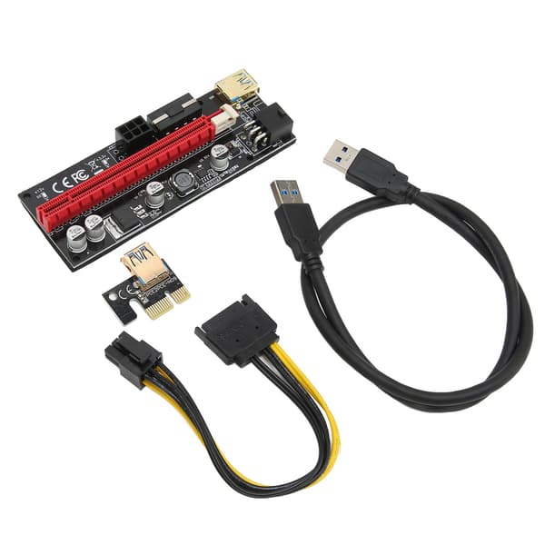 PCIE 1X till 16X Riser-kort 4 solida kondensatorer 6 PIN-gränssnitt USB-kabel Fast spänne Design PCIE GPU Riser Express-kabel Svart