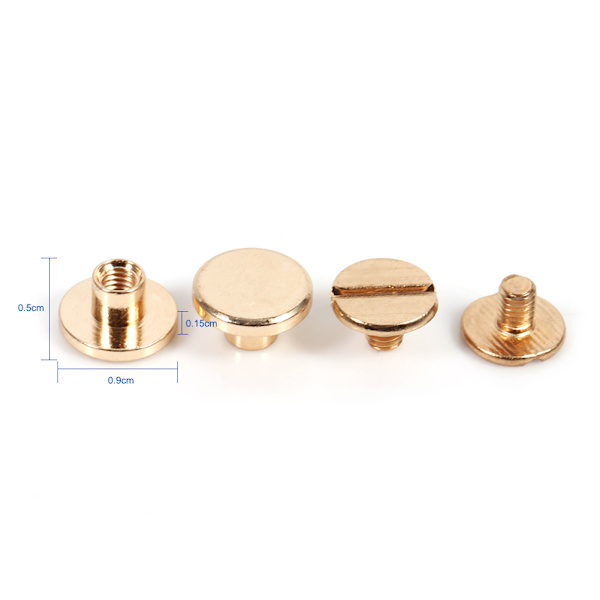 10 sæt 5/6,5/8 mm Solid Messing Knap Stud Skrue Søm Screwback til Læder Nitte Bælte DIY Guld