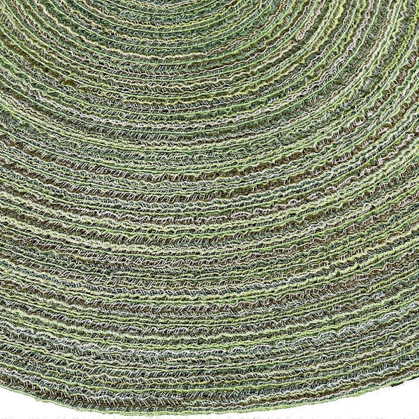 Pyöreät kudotut tabletit, 6 kpl, pestävät, pyöreät puuvillatabletit, pestävät, lämmönkestävät ja liukumattomat, halkaisija 35 cm, vihreä