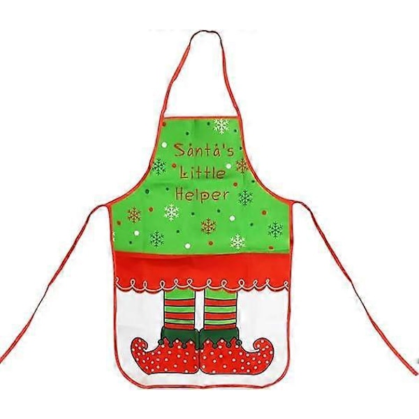 Julig Tecknad Kökförkläde för Julfest Kock Matlagning, Vuxen Förkläde med Tomte Snögubbe Älgmönster