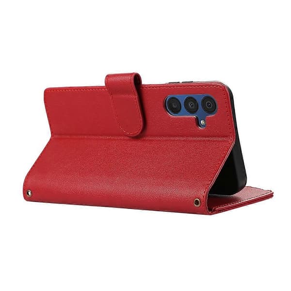 Compatible Case for Samsung Galaxy A56 5G, Multi-Slot, Zipper, Leather Case with Wrist Strap Red