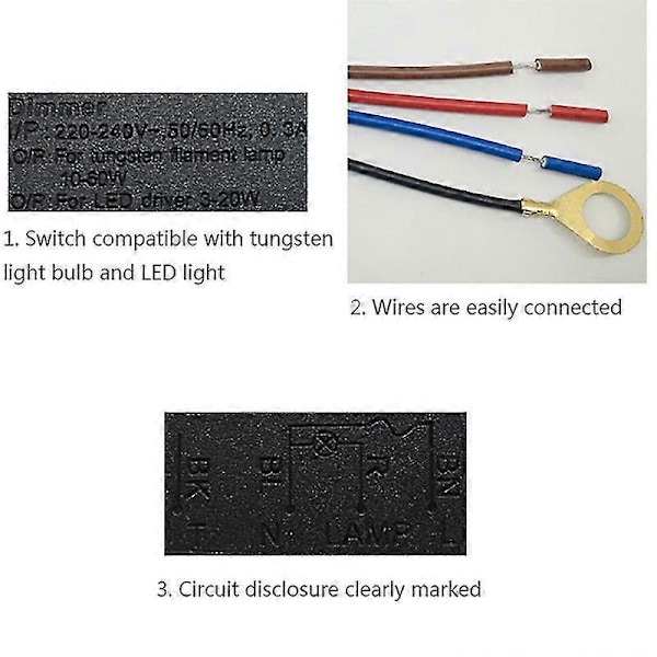 Ld-600s Inbyggd 3-vägs Finger Touch Dimmer På/Av-brytare Us Eu