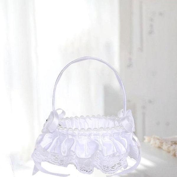 Vintage Blomsterpige Bryllupskurv med Burlap Blonder Bue