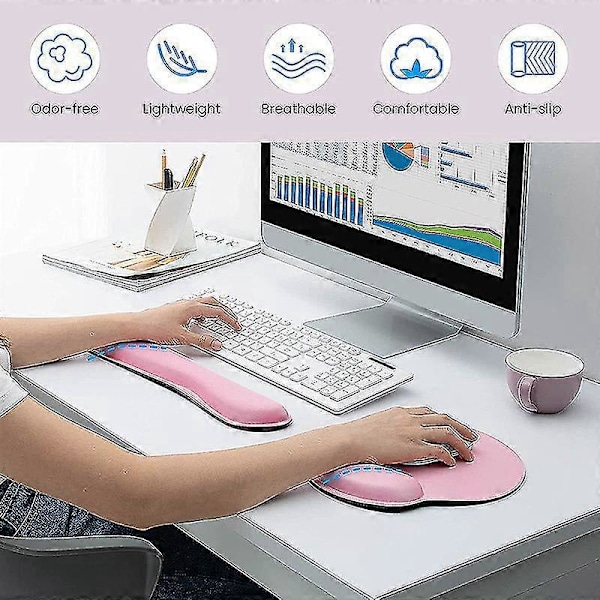 Tangentbords handledsstöd i memory foam med musmatta och handledsstöd för mus