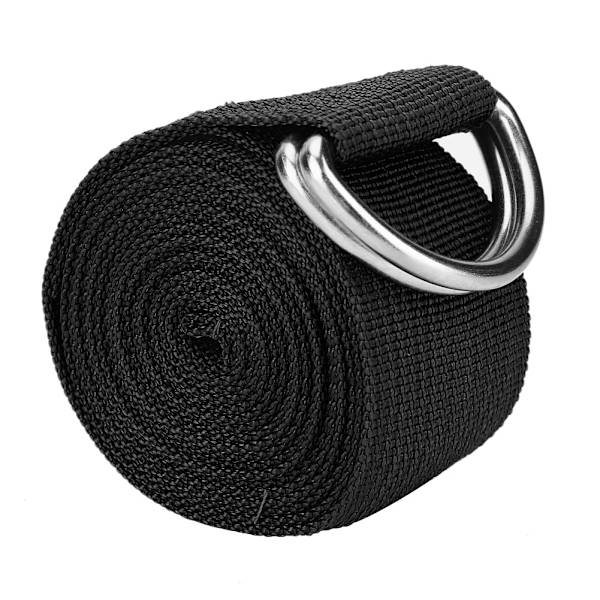 Strækbart D-Ring-gymnastikbælte til talje- og benfitness i sort