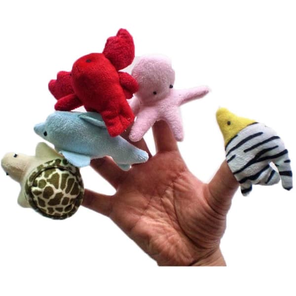 10 st/set Havsdjur Fingerdockor Barn Tecknad Plysch Pedagogiska Handfingerdockor Leksaker